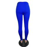 Plus Size Casual Solid Color Tight Pants LUO-4022