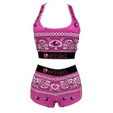 Sexy Print Tight Vest And Shorts Two Piece Set FNN-8713