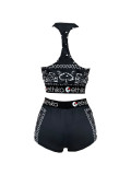 Sexy Print Tight Vest And Shorts Two Piece Set FNN-8713