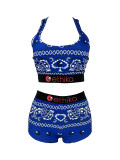 Sexy Print Tight Vest And Shorts Two Piece Set FNN-8713