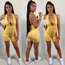 Sexy Deep V Neck Halter Tight Romper LUO-4005