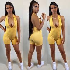 Sexy Deep V Neck Halter Tight Romper LUO-4005