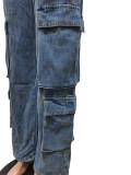 Casual Zipper Elasticated waist Jeans CM-8689