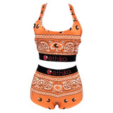 Sexy Print Tight Vest And Shorts Two Piece Set FNN-8713