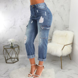 High Waist Slim Straight Jeans HSF-2709