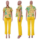 Print Shirts And Straight Pants Two Piece Set YF-10538