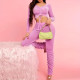 Solid Drawstring Crop Tops And Stacked Pants Two Piece Set XHSY-19821