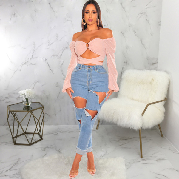 Fashion Slim Holes Jeans HSF-2730