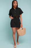 Solid Color Single-breasted Button Two Piece Set YD-8756