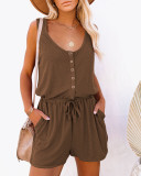 Solid Sleeveless U Neck Two Piece Shorts Set YD-8758