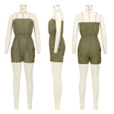Solid Color Wrap Chest Romper ASL-6679