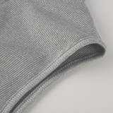 Casual Solid Zipper Sports Home Two Piece Shorts Set MZ-2803