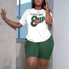 Letter Print O Neck Sport Two Piece Set SH-390514