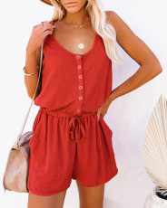Solid Sleeveless U Neck Two Piece Shorts Set YD-8758