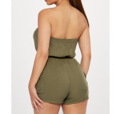 Solid Color Wrap Chest Romper ASL-6679