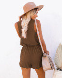 Solid Sleeveless U Neck Two Piece Shorts Set YD-8758