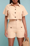 Solid Color Single-breasted Button Two Piece Set YD-8756
