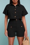 Solid Color Single-breasted Button Two Piece Set YD-8756