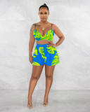Casusl Print Long Sleeve Three Piece Shorts Set YD-8757
