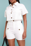 Solid Color Single-breasted Button Two Piece Set YD-8756