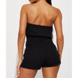 Solid Color Wrap Chest Romper ASL-6679