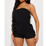 Solid Color Wrap Chest Romper ASL-6679