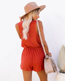 Solid Sleeveless U Neck Two Piece Shorts Set YD-8758