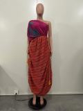 Print Pleated Irregular Maxi Dress OD-8561