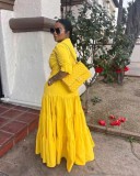 Solid Color 3/4 Sleeve Maxi Dress OD-8554