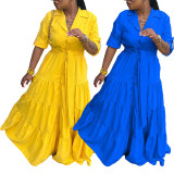Solid Color 3/4 Sleeve Maxi Dress OD-8554