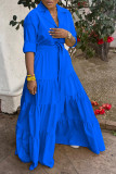 Solid Color 3/4 Sleeve Maxi Dress OD-8554