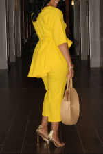 Solid Half Sleeve Tie Up Two Piece Pants Set OD-8585