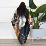 Printed Loose Long-sleeved Jacket Cape LSD-1359