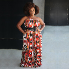 Tie Dye Print Single Shoulder Wide Leg Jumpsuit GDNY-2233
