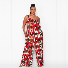 Tie Dye Print Single Shoulder Wide Leg Jumpsuit GDNY-2233