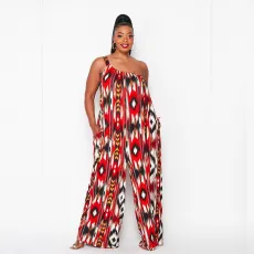 Tie Dye Print Single Shoulder Wide Leg Jumpsuit GDNY-2233