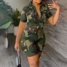 Camouflage Print Sport Shorts Two Piece Set LSD-1150