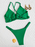 Sexy Solid Color Bandage Two Piece Bikinis CASF-6598