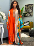 Printed Loose Long-sleeved Jacket Cape LSD-1359