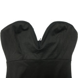 Sexy Mesh Splicing Tube Top Midi Dress BY-6555