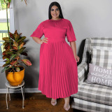 Solid Color Pleated Maxi Dress NNWF-7876