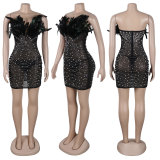 Sexy Feather Hot Diamond Beaded Dress NY-2737