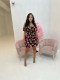 Casual Tie Up One Shoulder Print Dress QXTF-8185