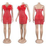 Sexy Feather Hot Diamond Beaded Dress NY-2737