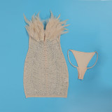 Sexy Feather Hot Diamond Beaded Dress NY-2737