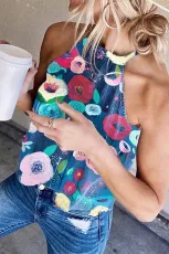 Plus Size Sexy Print Sling Sleeveless Tops MK-3174