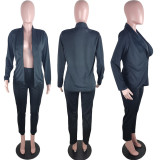 Solid Color Long Sleeve Blazer Two Piece Pants Set LUO-6638