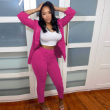Solid Color Long Sleeve Blazer Two Piece Pants Set LUO-6638