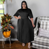 Solid Color Pleated Maxi Dress NNWF-7876