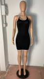 Solid Color White Edge Sexy Mini Dress  LUO-6652